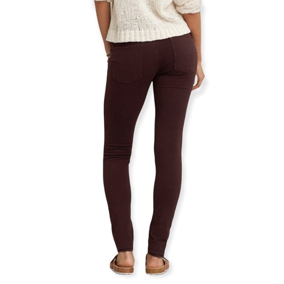 AE Straight Burgundy Stretch Jeggings - Picture 3 of 12